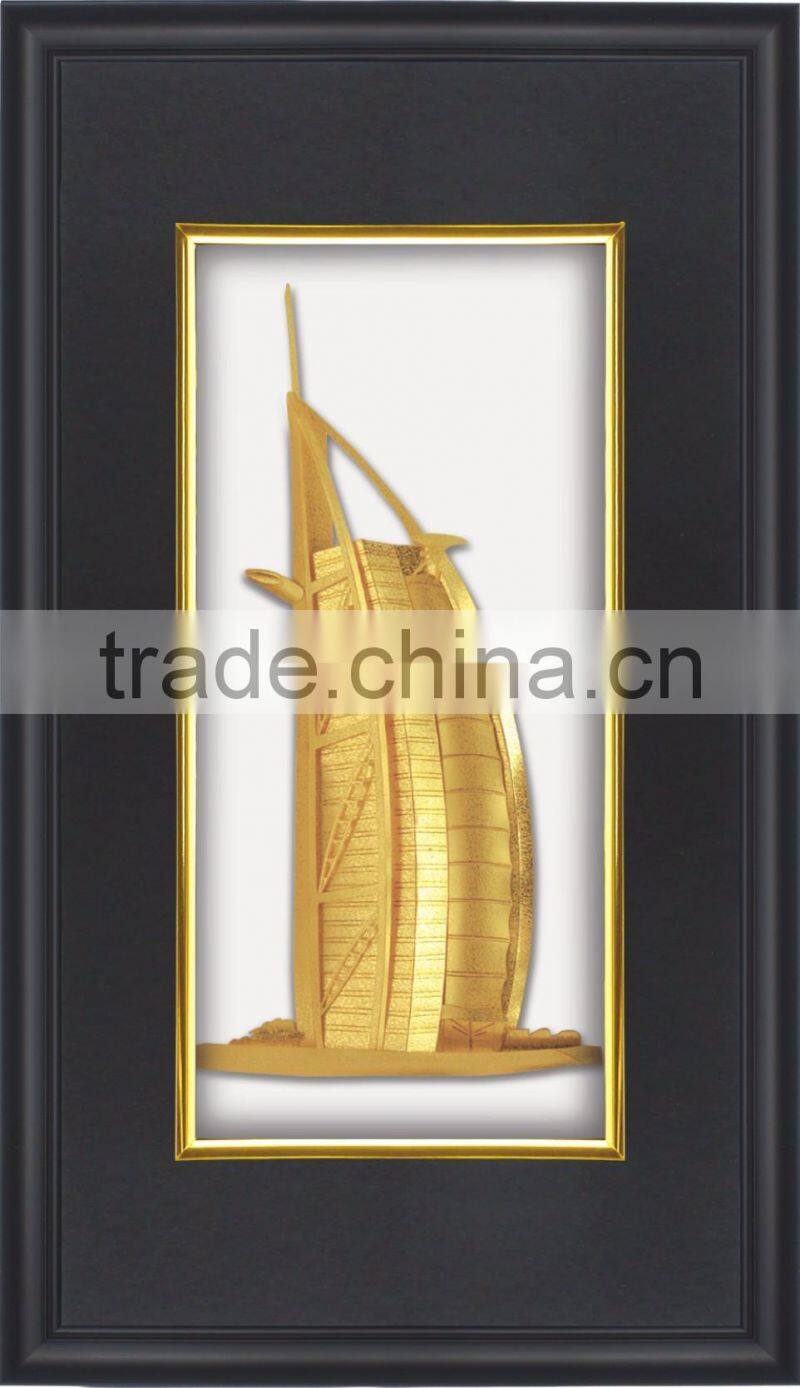 Gold foil Burj Khalifa buildings photos frame for promotion gift