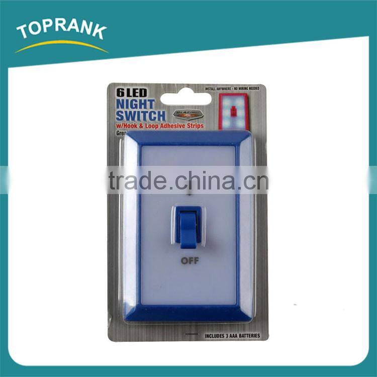 New design decoration kids room smile wireless 6 led switch night light with hook & loop adhesive strips