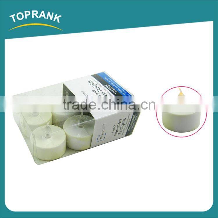Wholesale custom color 6 pack plastic body flameless mini led tea light candle