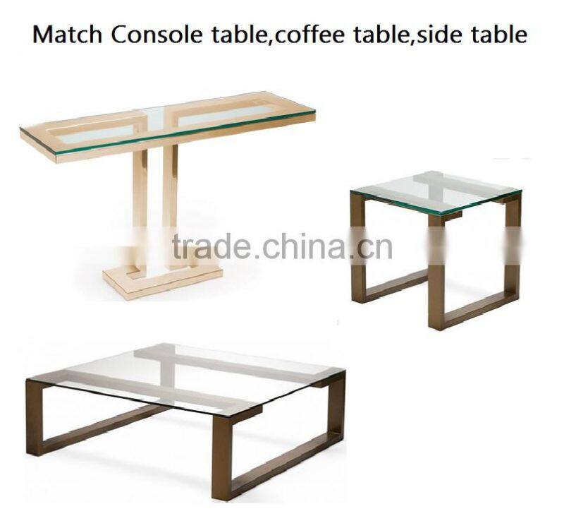 Bronze stainless steel base glass coffee table