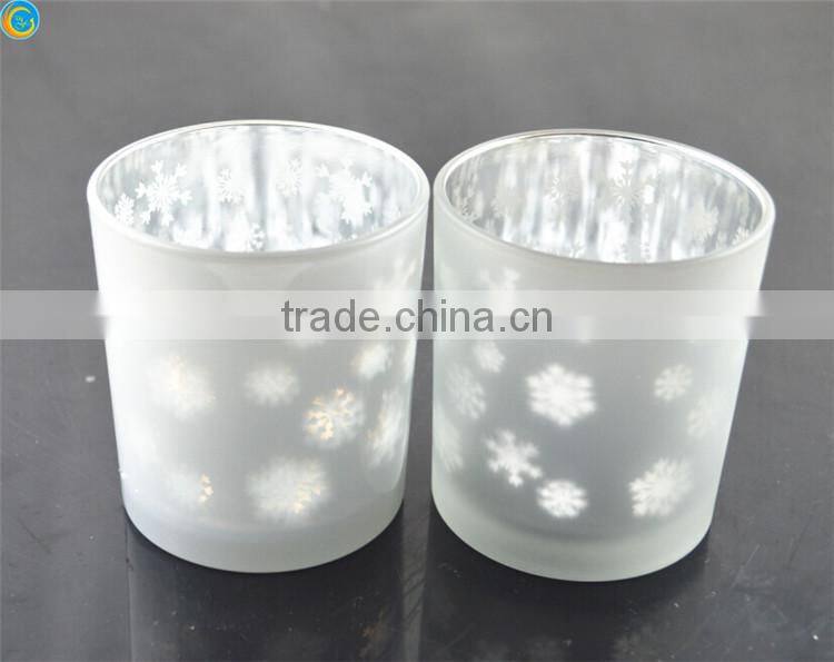 snowflake frost glass candle jars