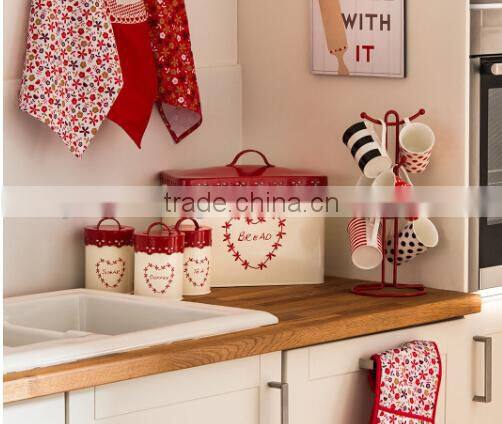 Colorful canister with wood lid