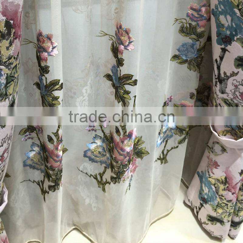 PRS-623 momoda luxury home decorations french retro antique curtain with sheers and valance arabian coffee color curtain fabric