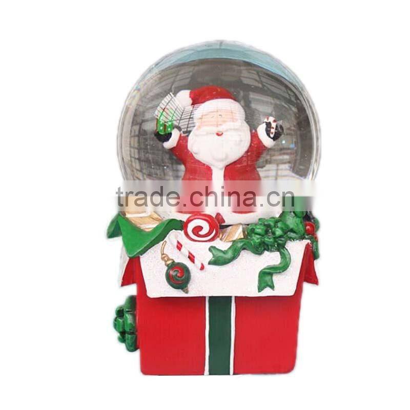 High Quality custom christmas Resin Glass human snow globe with Santa Claus inside