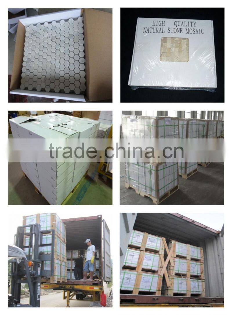 White carrara marble hexagon mosaice tiles