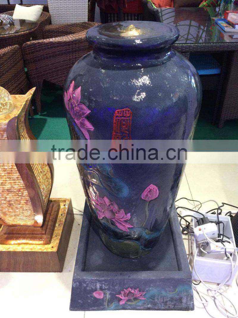 hotel led water fountain vase fiberglass resin crafts decorations