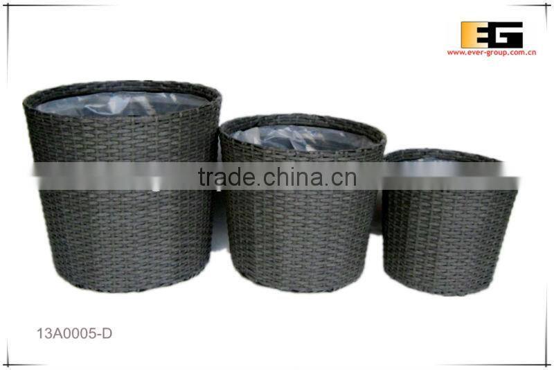 Round PE/Plastic rattan with liner deco basket