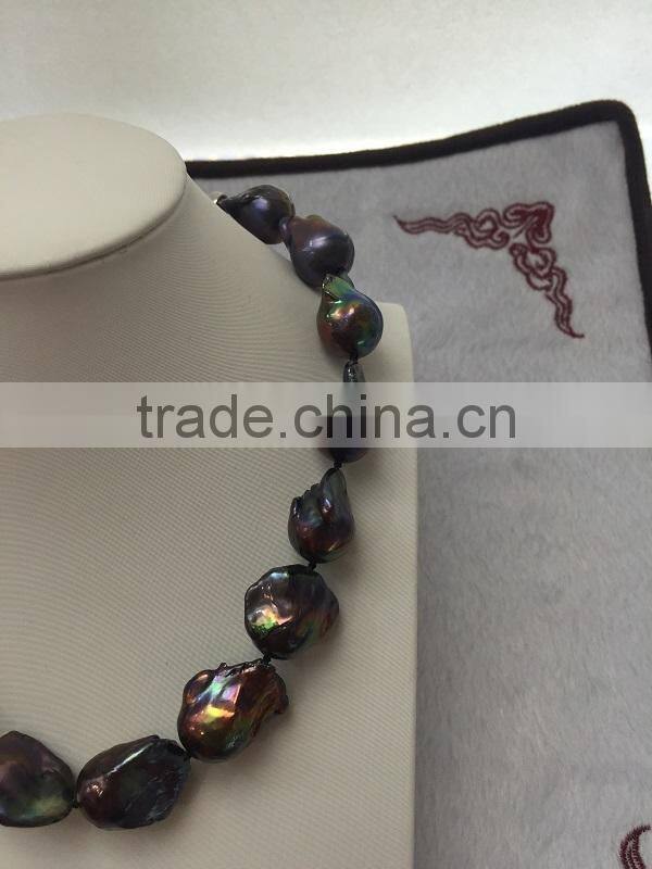 18-19 mm black baroque freshwater pearl necklace