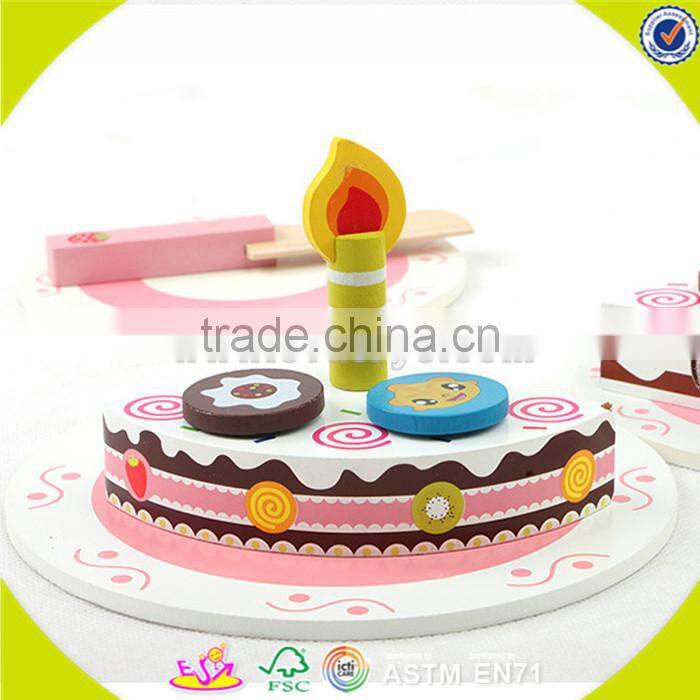 wholesale baby wooden cutting cake toy, creative kids wooden cutting birthday cake toy, funny wooden cutting cake toy W10B096