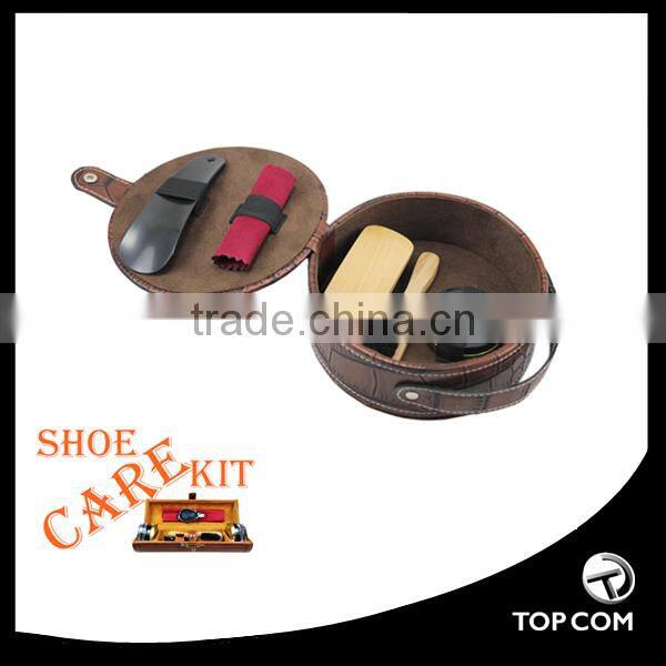 black shoe polish PU leather travel shoe shine kits