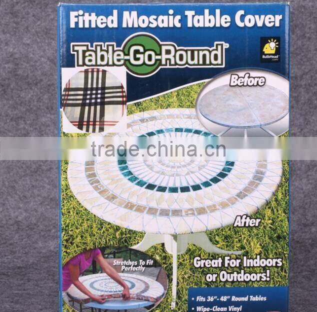 2016 amzon hot selling plastic fitted table cover for round table