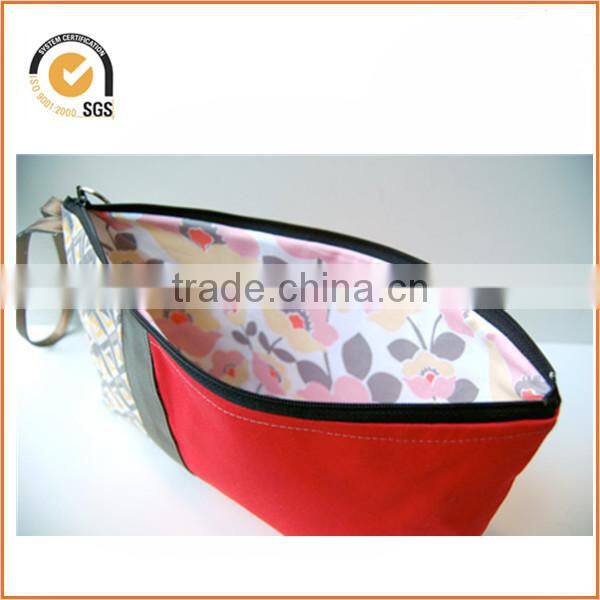 Purple Brushed Twill Colorblock Mustard Yellow Leather Circles Zipper Pouch Clutch By Chiqun Dongguan CQ-H02009