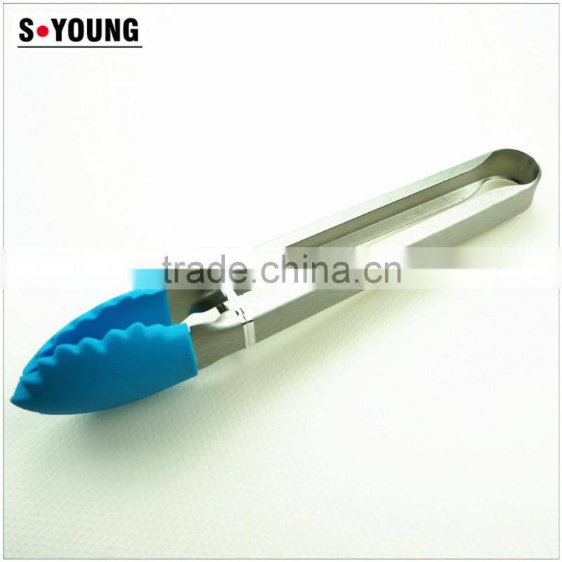 14025 leaf Shape Silicone Kitchen and Barbecue Grill Tongs Cooking Stainless Steel Handle Food Tong
