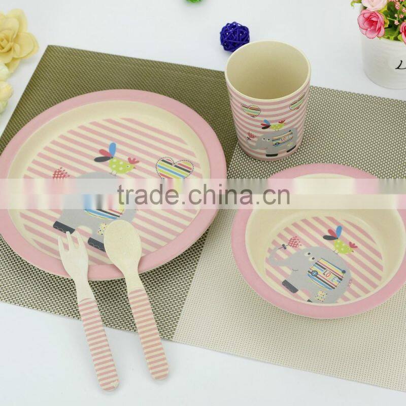Wholesale Dishes Plate Set For Baby Kids Bamboo Fiber Dining Plate Set