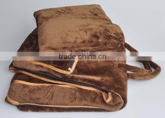 Multi Functional Quality Flannel Bag Model Car Travel Blanket Pillow with Memory Foam Pillow Inside