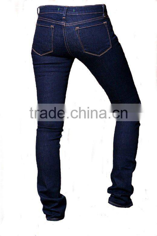 Ladies 98%cotton 2% spandex woven pencil denim jeans