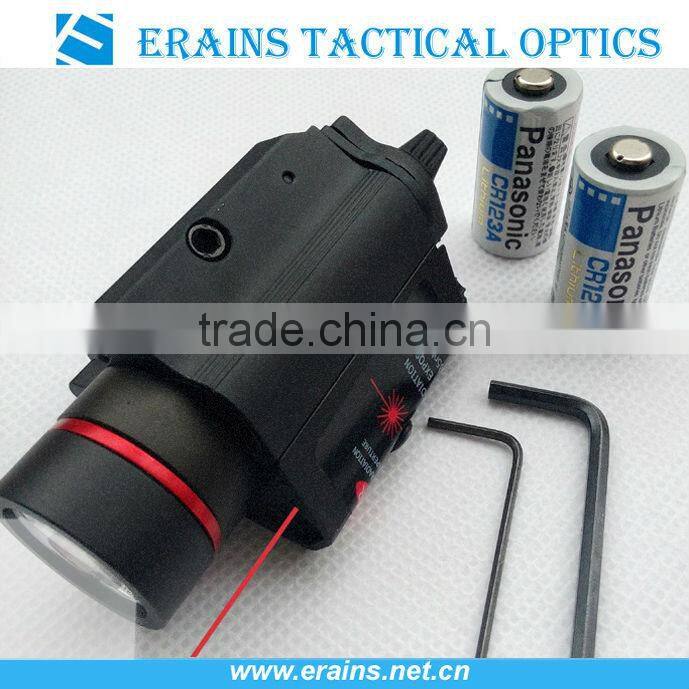 Tactical red laser sight and 200 lumen CREE Q5 LED light combo with strobe laser