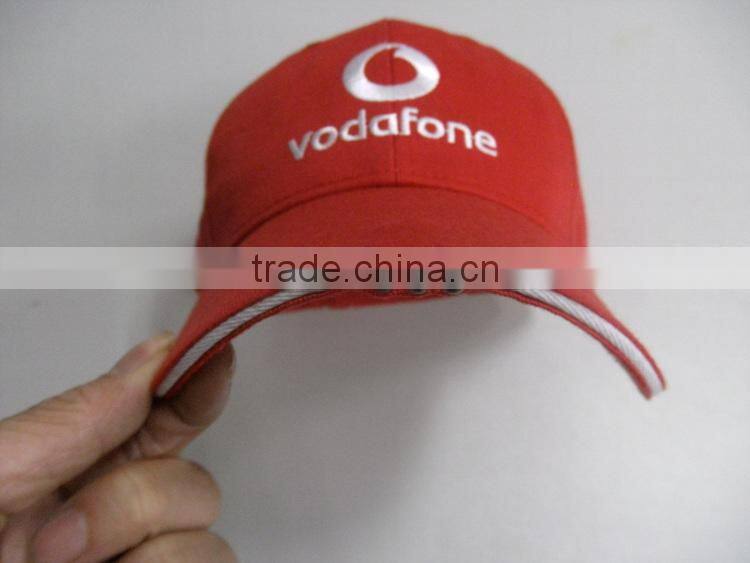 Custom Plain Dyed LED Light baseball cap of 100% Cotton China Factory