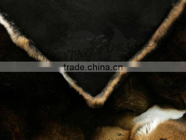 CX-D-58 Natural Color soft Rex Rabbit Fur Throw Blanket -Genuine Fur Rug