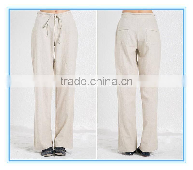 New Fashion Office Lady Wide Leg Pants Linen Casual Elephant Long Palazzo Pants