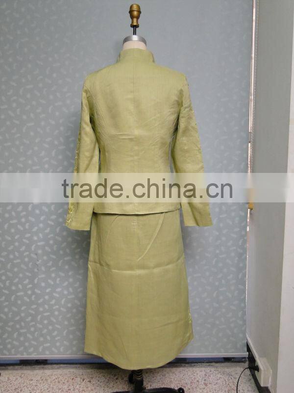 ladies office skirt suit with heavy embroidery 2015