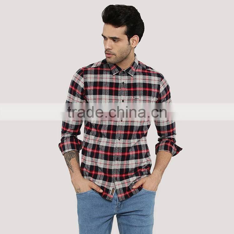 Cheap casual long sleeve washed color changing designer check shirts for men