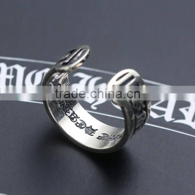 Manufacturer top quality words patterned men's jewelry mystic sterling silver big ring for men