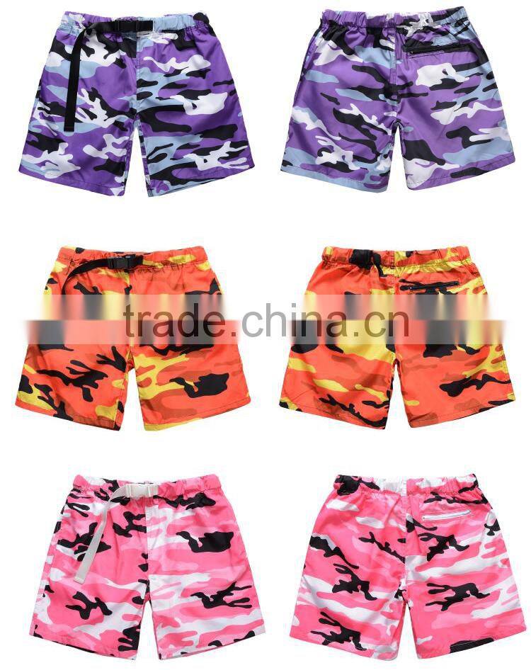 Summer custom logo camo beach shorts sports basketball training loose shorts for men