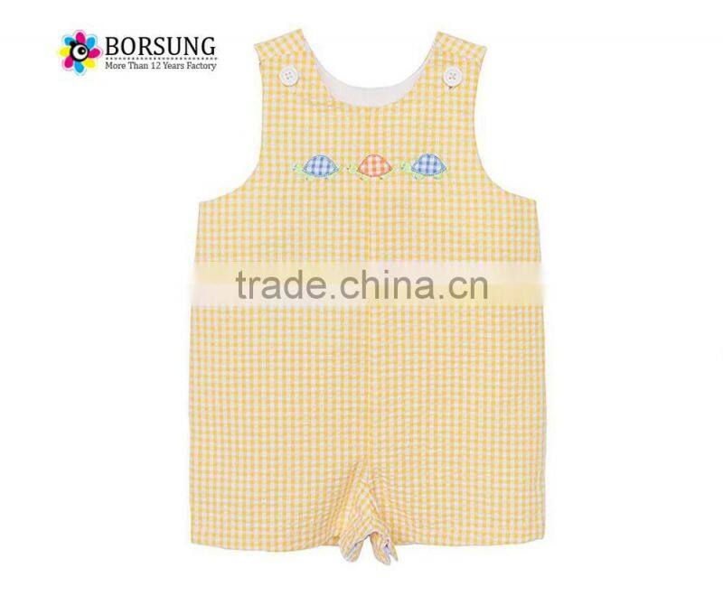 2017 New Design boys clothing Cotton Summer sleeveless fabric embroidery Baby Romper boutique newborn baby clothes