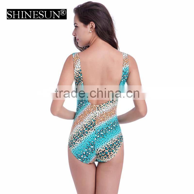 2017 One piece dot printed swimsuit spell color swimsuit swimwear kids girl