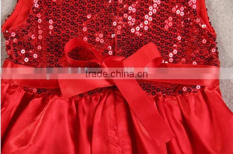 Newest Christmas Red Tulle Sequin Frocks Baby Girls Red Dresses