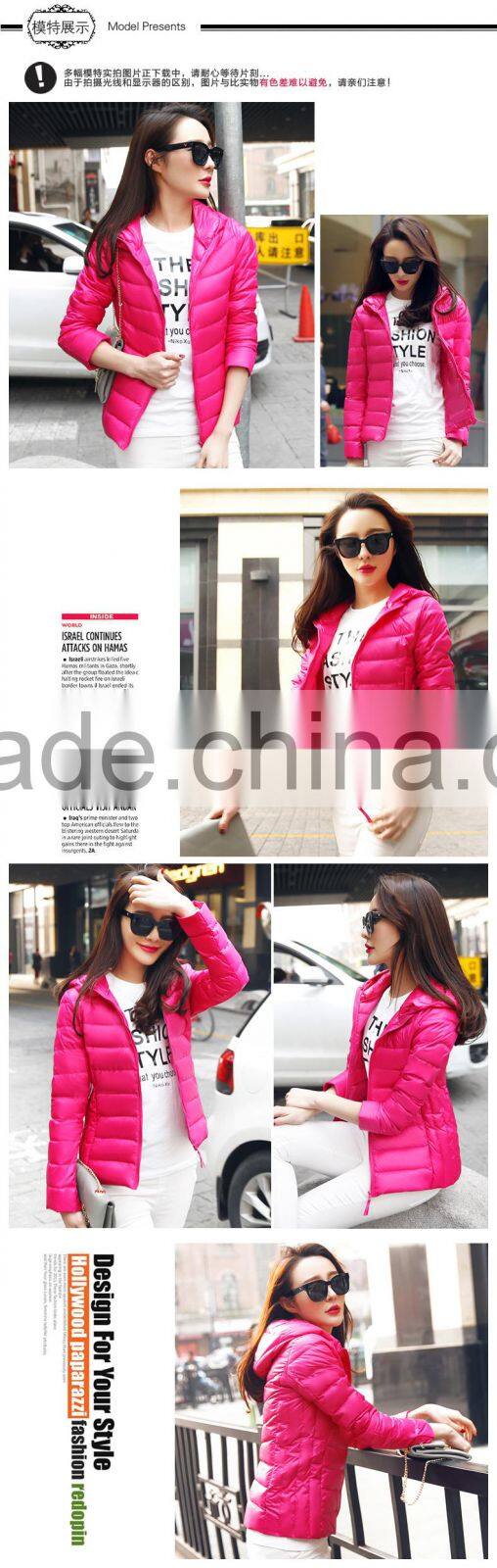 2015 European Woman Short Pure Color Short Duck Down Jacket