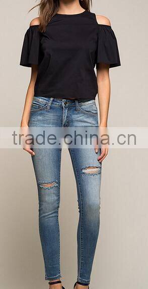 Runwaylover EY2210B New Style 2017 Ladies Fashion Off=Shoulder T-Shirts