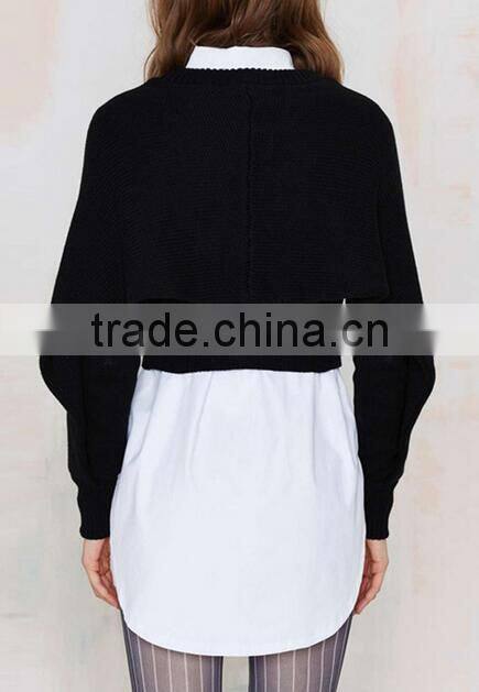 EY0906S Casual Wine O Neck Bat Sleeve Short Pullover Sweater