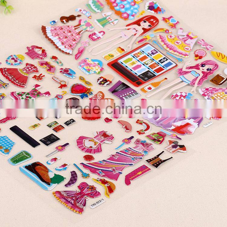 Children Carton sticker 3D pop-up sticker children education toys crystal with glitter sticker kids DIY sticker