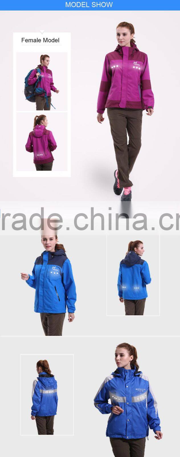 LED hi vis waterproof nylon hooded wholesale windbreaker jackets