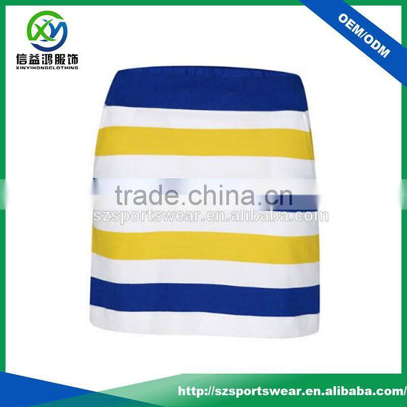 Top quality contrast color fashion stripe OEM service golf skirt,golf skort