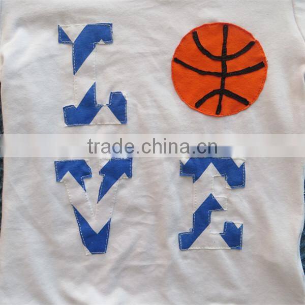 boutique chevron suit short sleeve shirt with basketball design baby sport suit cheap china wholesale clothing YW-071