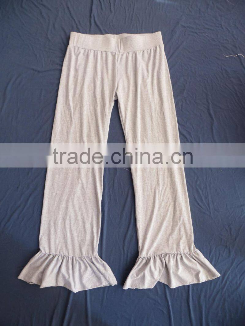 Plus women solid pants olive red orange ruffle flared wide pants palazzo long for women YW-00102