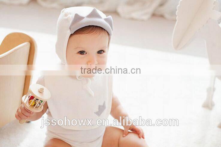 2pcs hat & bib scarf set, crown design, baby girl princess 2pcs cotton hat set