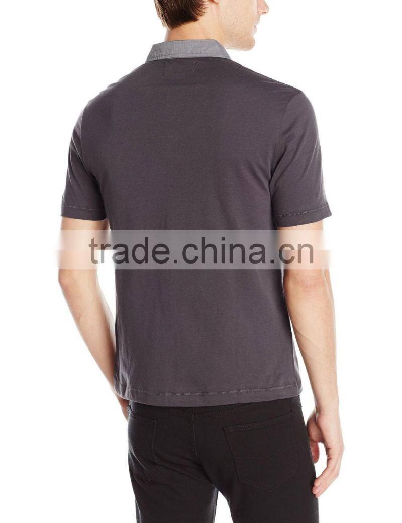 Original PIMA cotton Chambray Woven Collar and Placket Polo shirts for men