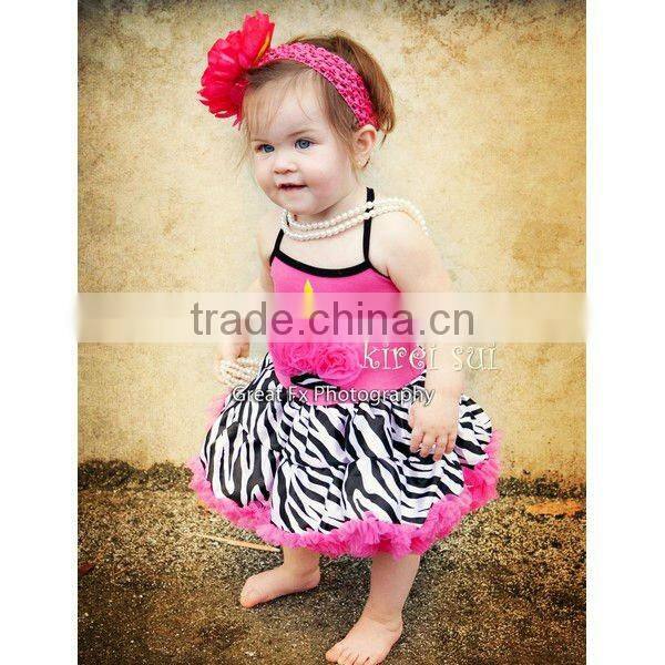 Girls One Piece Hot Pink Zebra Standard Pettidress with Cupcake