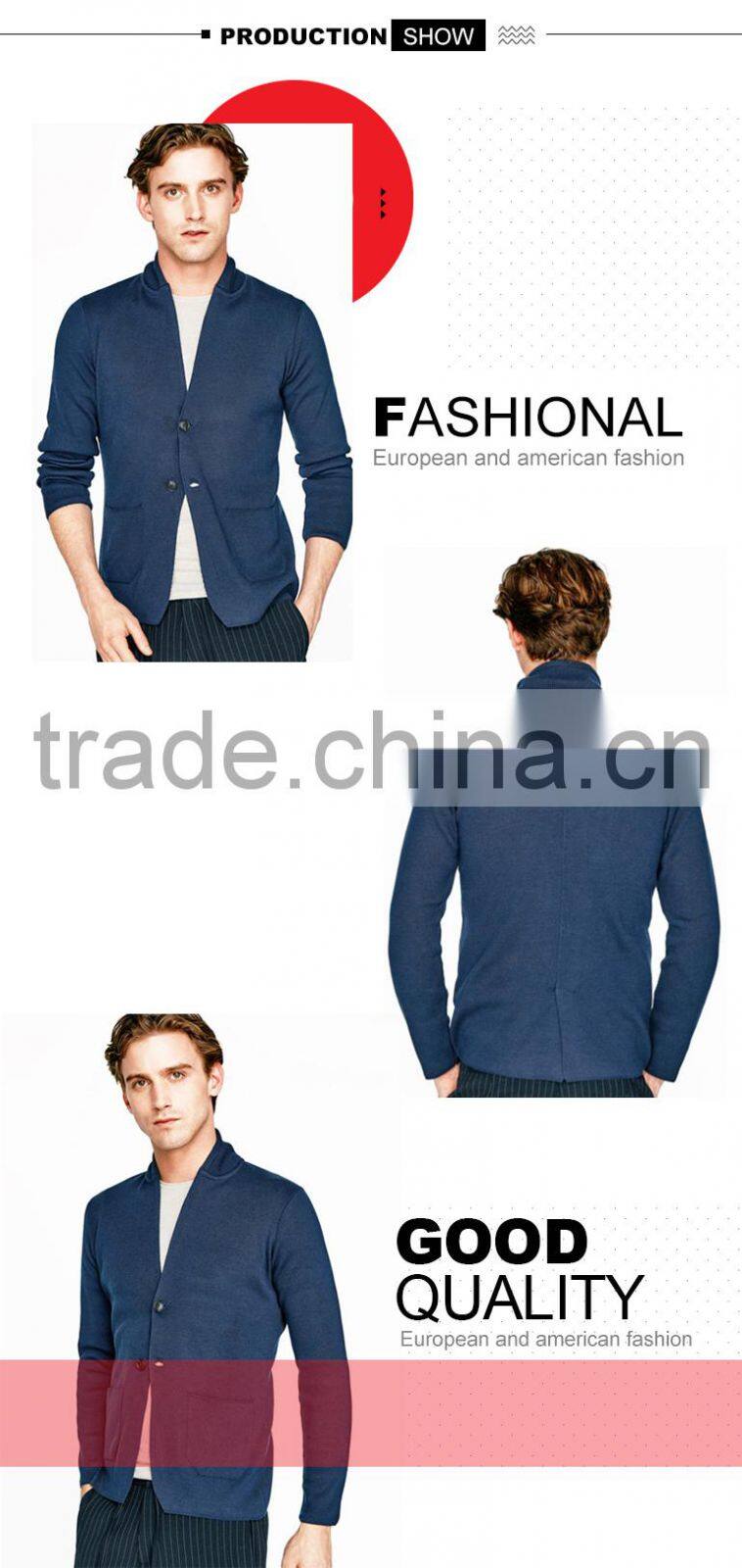 hot selling cool blue pocket button cardigan jacket clothes men with best prices