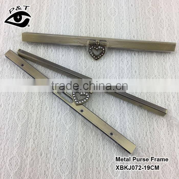 19CM Gunmetal Color Heart Design Metal Purse Frames Handbag Clutch Frame