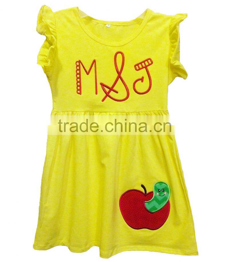 Wholesale children flutter sleeveless dress baby girls cotton ruffle dressess kids boutique clothes
