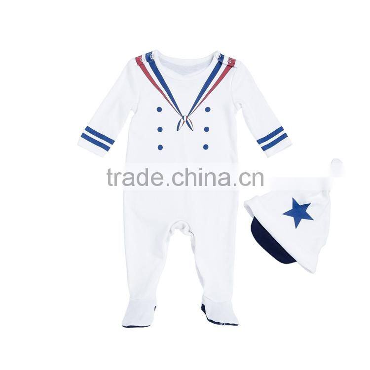Sailor Long Sleeve Custom Jumpsuit Bodysuit Baby Boy Romper Onesie