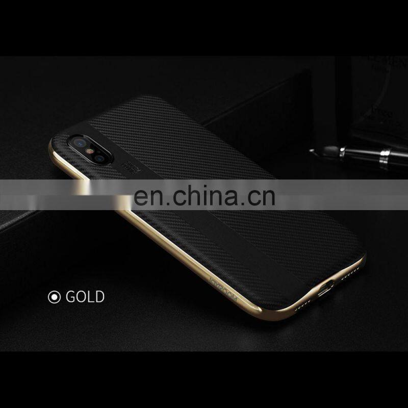 Blade Series Detachable PC Frame and Carbon Fiber TPU Back Cover Case for iPhone X - Gold