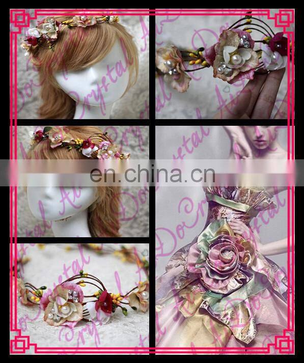 Aidocrystal beautiful wedding artificial flower Crown,Rhinestone Crystal Bridal wedding fascinators