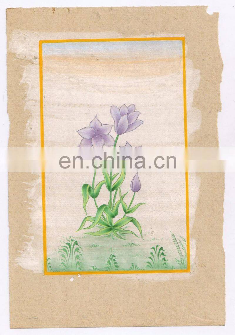 Indian Flower Miniature Painting Ethnic Hand Painted Floral Wall Decor Water Color Original Paper Painting