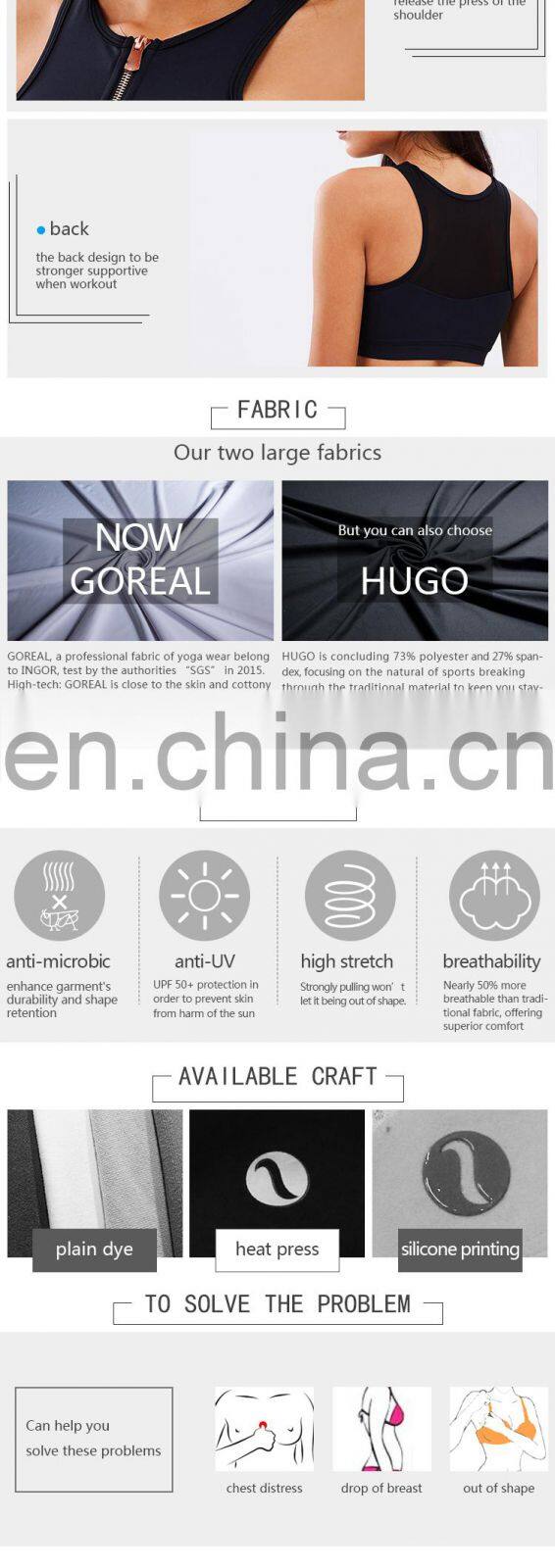 highly stretchy movable cup polyester yoga ladies top sports wear plus size stylish sexy bra with texting fabric